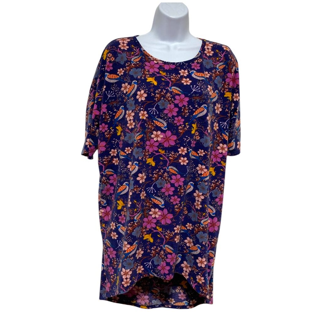 LulaRoe-Women's Small Pullover Top Short Sleeve Multi-Color Floral Print
